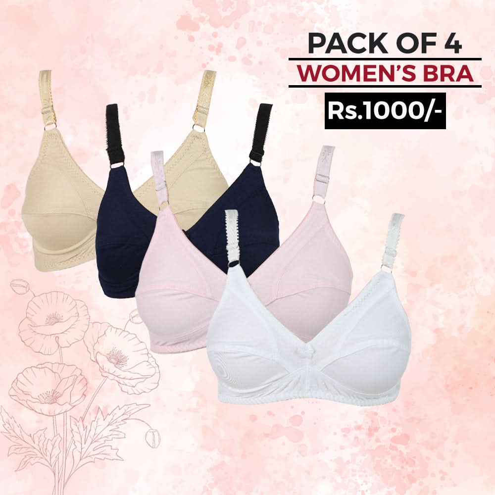 Women's Mix Design Bra Pack of 4, Women Bras, Chase Value, Chase Value