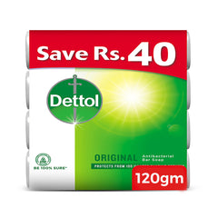 Dettol Bathing Soap Original - 120gm x Pack of 4, Soaps, Chase Value, Chase Value