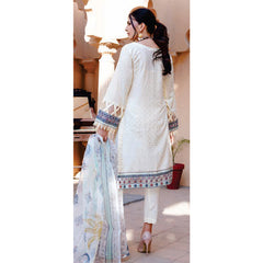 Women Kohenoor Lawn Self Jacquard Schiffli Embroidered Unstitched 3Pcs Suit - 3