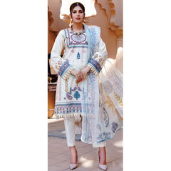 Women Kohenoor Lawn Self Jacquard Schiffli Embroidered Unstitched 3Pcs Suit - 3