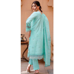 Women Kohenoor Lawn Self Jacquard Schiffli Embroidered Unstitched 3Pcs Suit - 8