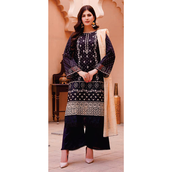 Women Kohenoor Lawn Self Jacquard Schiffli Embroidered Unstitched 3Pcs Suit - 1