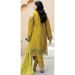 Women Kohenoor Lawn Self Jacquard Schiffli Embroidered Unstitched 3Pcs Suit - 5