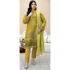 Women Kohenoor Lawn Self Jacquard Schiffli Embroidered Unstitched 3Pcs Suit - 5