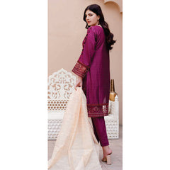 Women Kohenoor Lawn Self Jacquard Schiffli Embroidered Unstitched 3Pcs Suit - 10