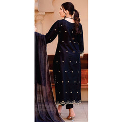 Women Kohenoor Lawn Self Jacquard Schiffli Embroidered Unstitched 3Pcs Suit - 7