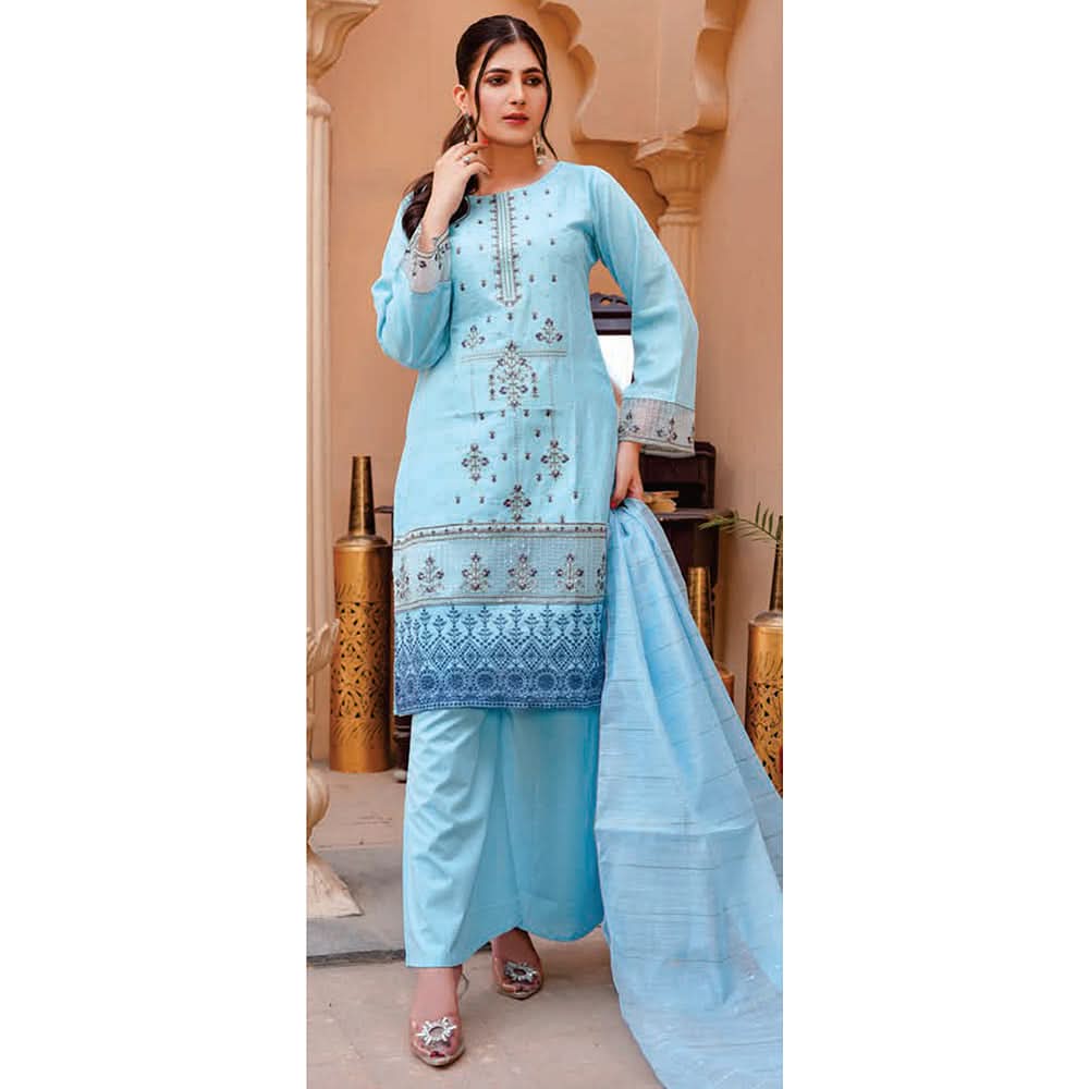 Women Kohenoor Lawn Self Jacquard Schiffli Embroidered Unstitched 3Pcs Suit - 4, Women, 3Pcs Shalwar Suit, Noor Jahan, Chase Value