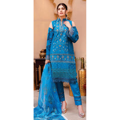 Women Kohenoor Lawn Self Jacquard Schiffli Embroidered Unstitched 3Pcs Suit - 6