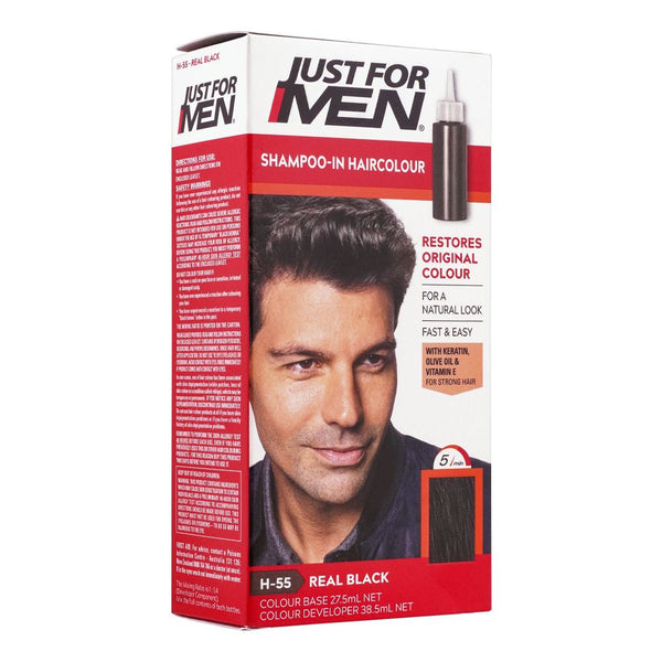 Just For Men Shampoo-In Hair Colour, H-55 Real Black, Hair Color, Just For Men, Chase Value