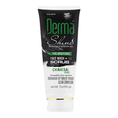 Derma Shine Pure Whitening Charcoal Extract 2-In-1 Face Wash + Scrub, 200g