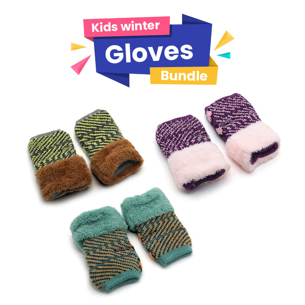 Kids Winter Gloves - Pack of 3