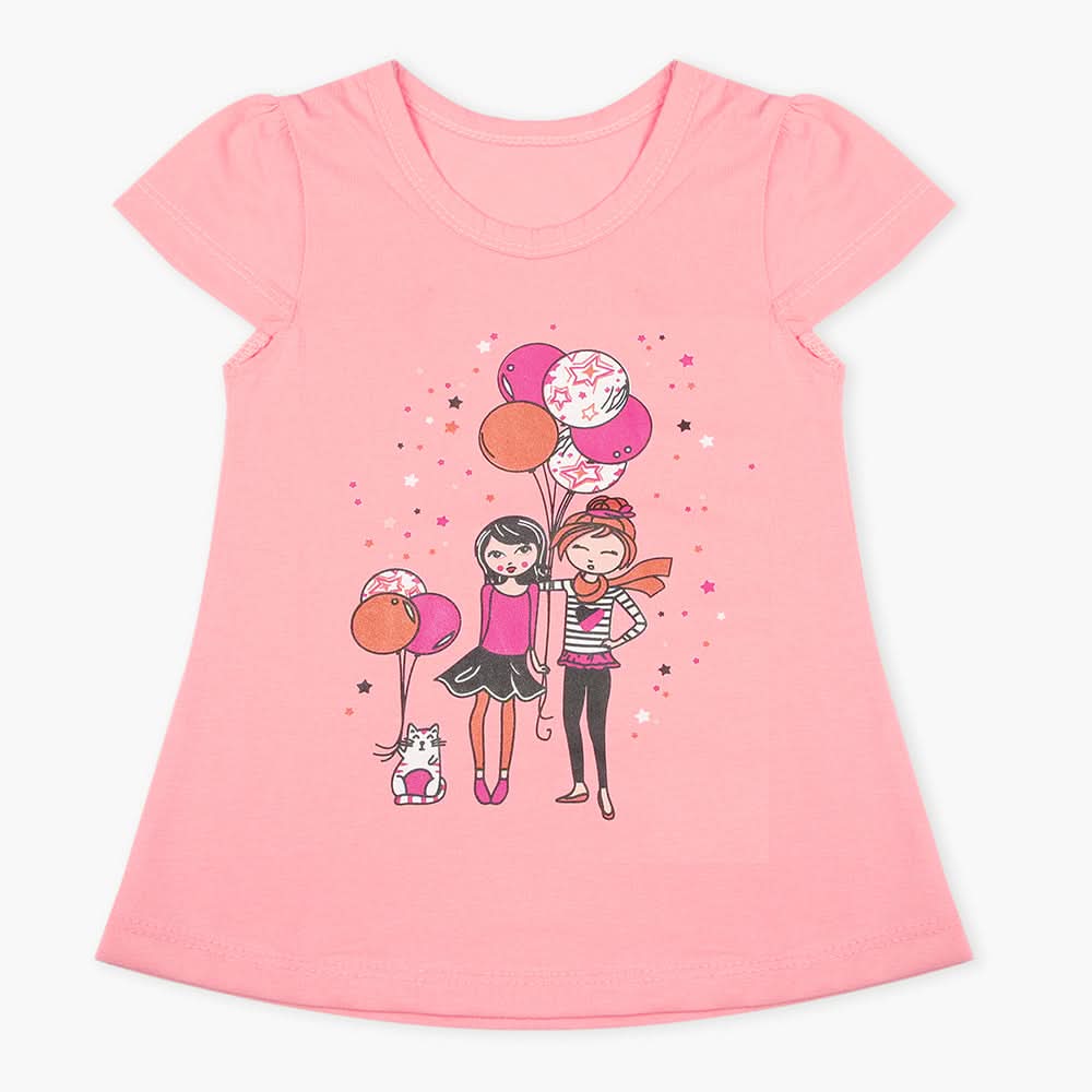 Girls Half Sleeves T-Shirt - Light Pink, Girls T-Shirts, Chase Value, Chase Value