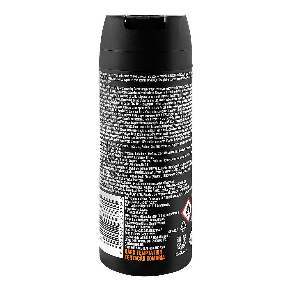 Axe Dark Temptation 48H Fresh Deodorant Spray For Men, 150ml, Men Perfumes, Axe, Chase Value