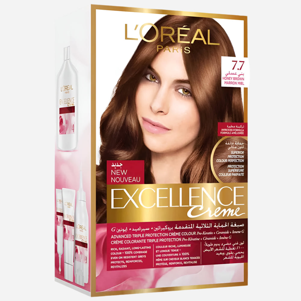 L'Oreal Paris Excellence Creme 7.7 Honey Brown, Hair Color, L'Oreal, Chase Value
