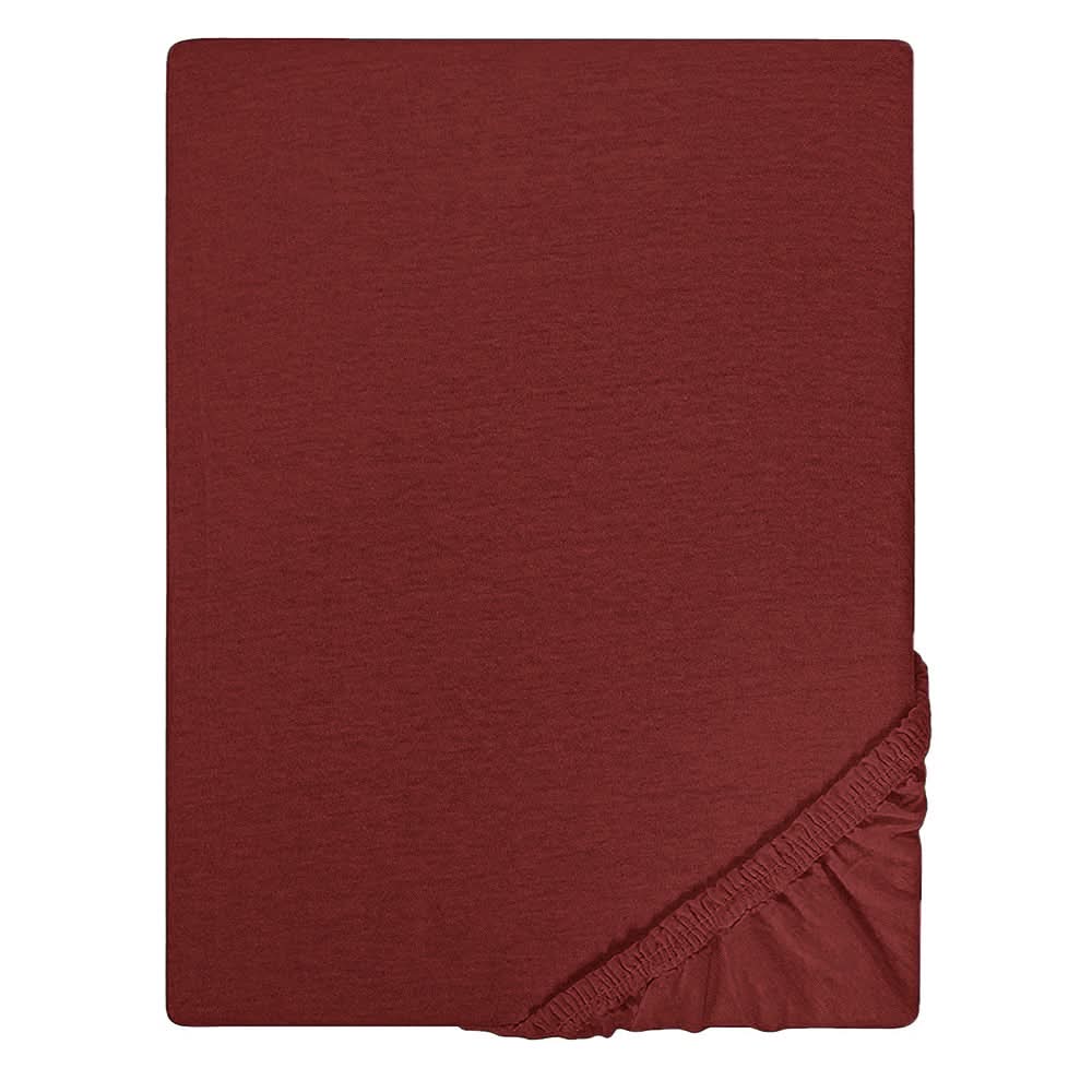 Single Bed Sheet Cover Fitted Jersey - Maroon, Single Size Bed Sheet, Chase Value, Chase Value