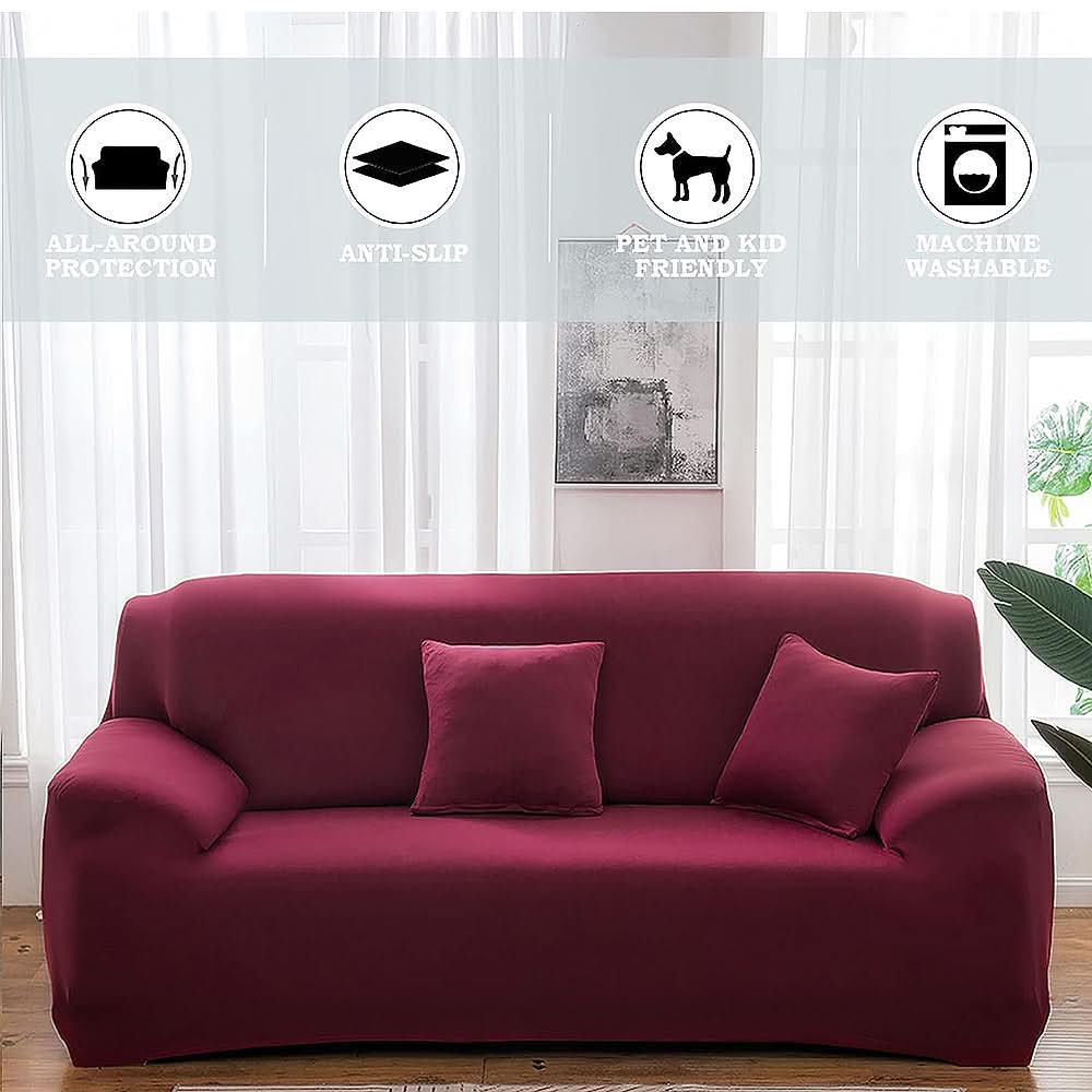 Sofa Cover 7 Seater Plain Jersey - Maroon, Decoration, Chase Value, Chase Value