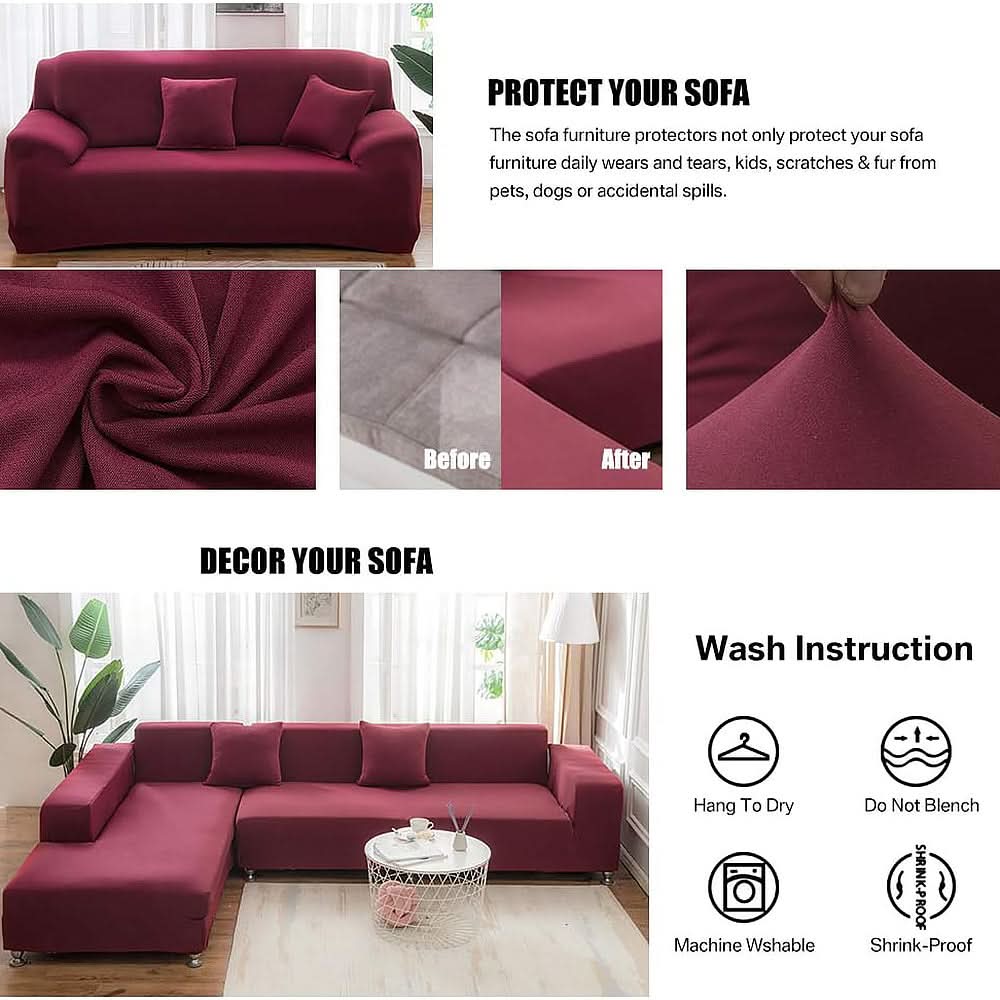 Sofa Cover 7 Seater Plain Jersey - Maroon, Decoration, Chase Value, Chase Value