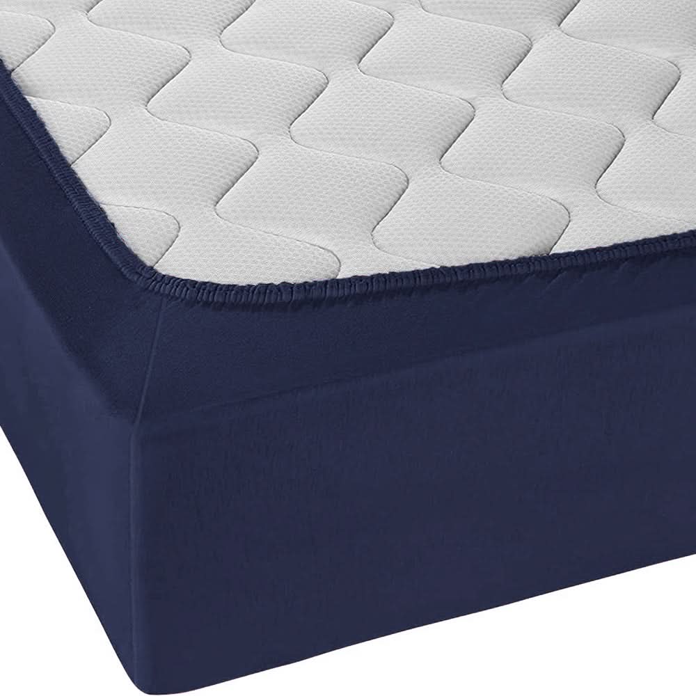 Single Bed Sheet Cover Fitted Jersey - Navy Blue, Single Size Bed Sheet, Chase Value, Chase Value