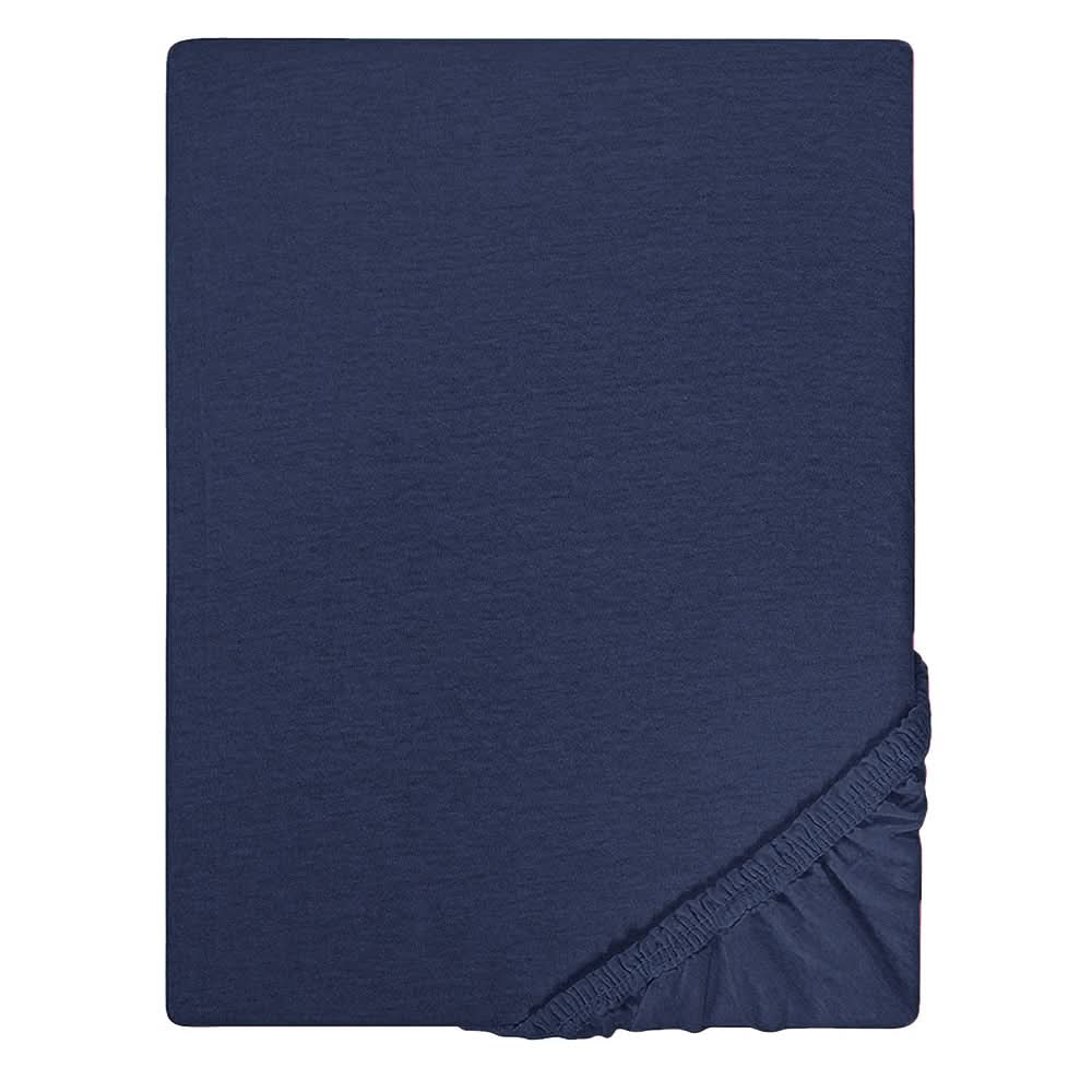 Single Bed Sheet Cover Fitted Jersey - Navy Blue, Single Size Bed Sheet, Chase Value, Chase Value