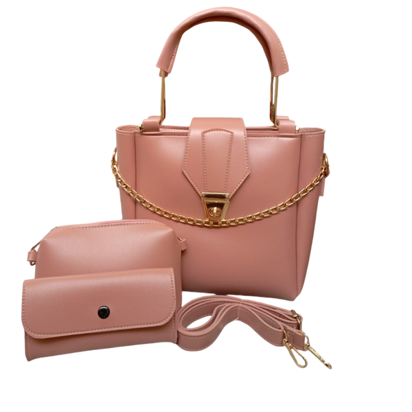 3-Piece Set with Long Adjustable Straps & Two Extra Pouches – Versatile and Stylish Storage Solution - Tea Pink