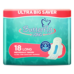 Butterfly Sanitary Pads Ultra Big Saver Large - 18Pcs, Sanitory Napkins, Butterfly, Chase Value