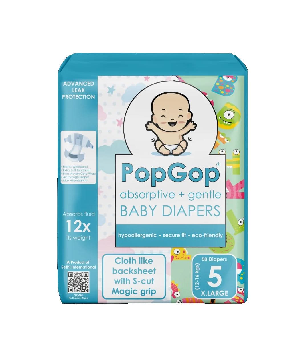 PopGop diapers Jumbo - X-Large (58 Pcs)