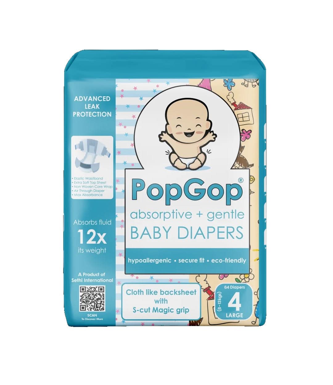 PopGop diapers Jumbo -Medium (72 Pcs)