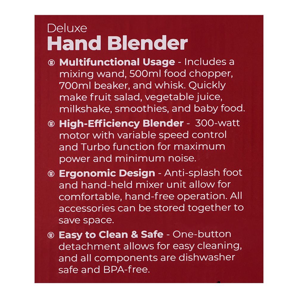 West Point Deluxe Hand Blender, 2-Speed, 600W, WF-9816, Juicer Blender & Mixer, Westpoint, Chase Value