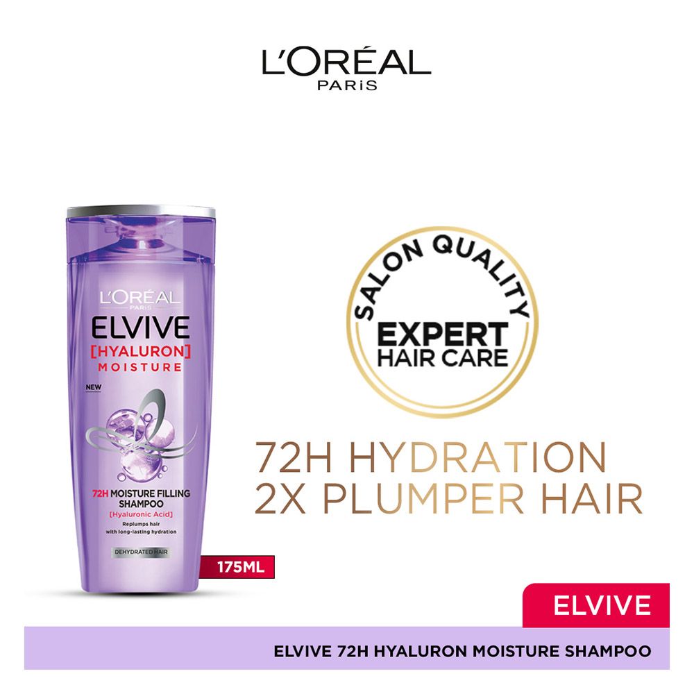 L'Oreal Paris Elvive Hyaluron Moisture 72H Moisture Filling Shampoo, 175ml, Shampoo & Conditioner, Loreal, Chase Value