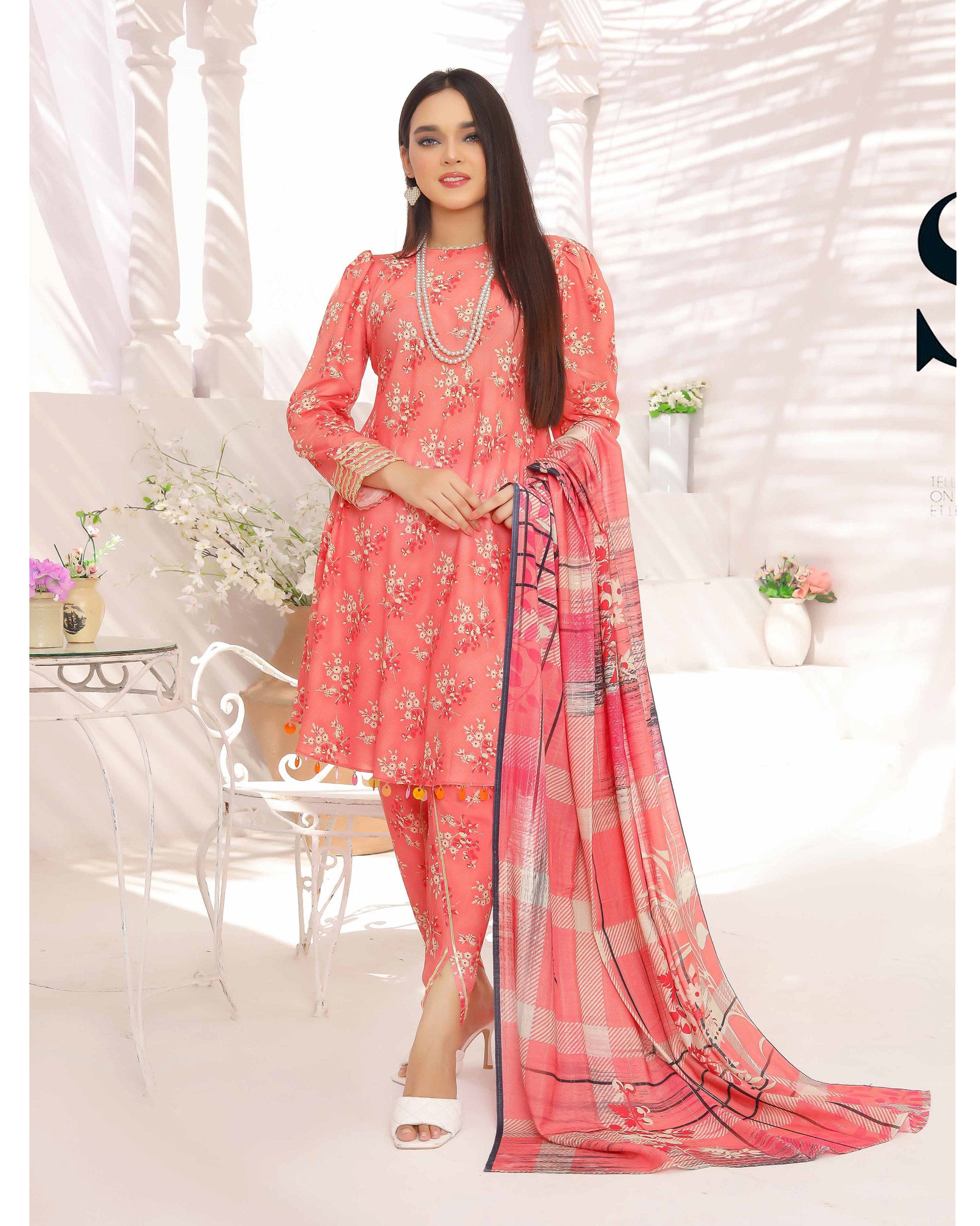 Nyasia By RA-Bin Hameeb Linen Cord's Printed Unstitched 3Pcs Suit - 6, Women, 3Pcs Shalwar Suit, Rana Arts, Chase Value