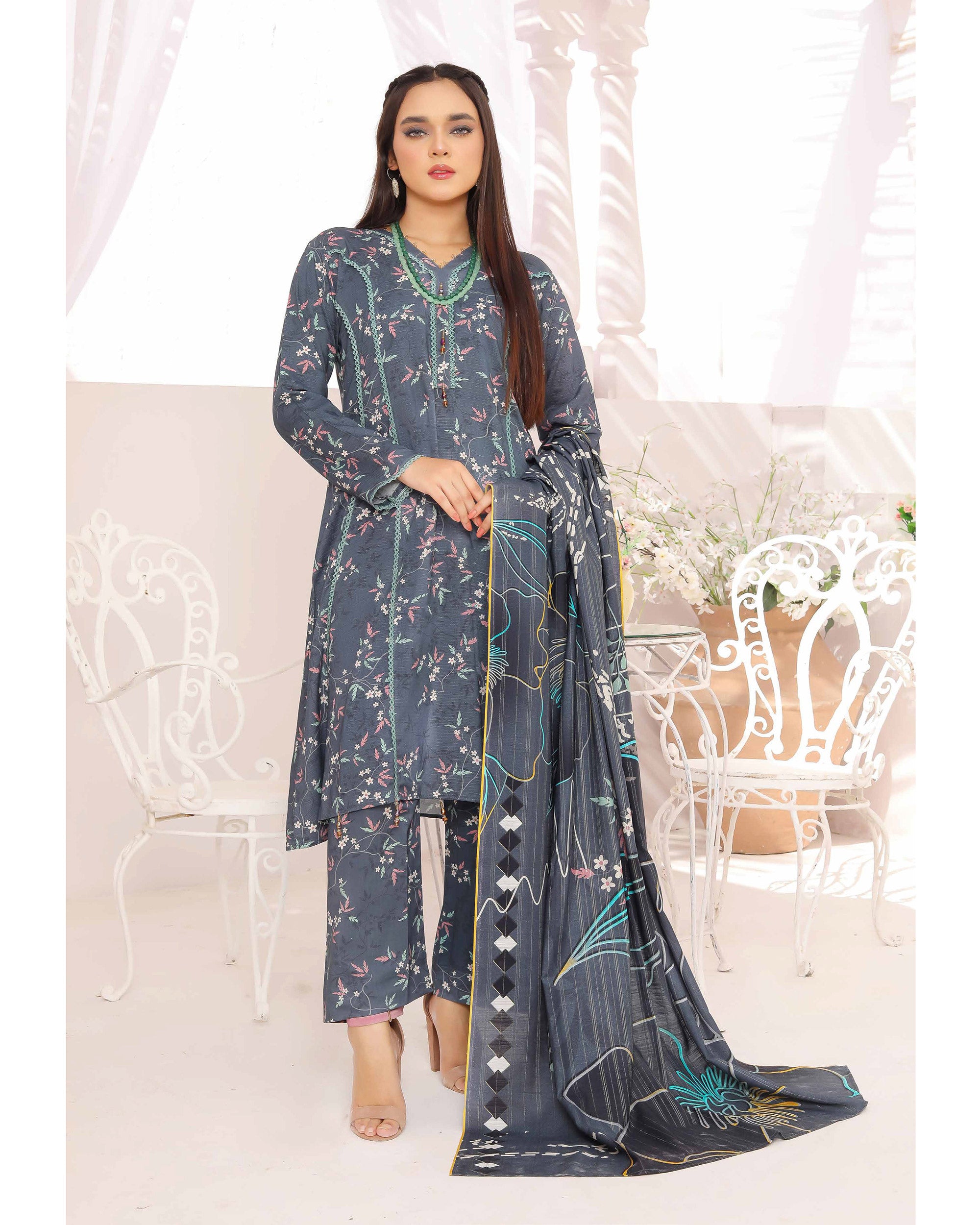 Nyasia By RA-Bin Hameeb Linen Cord's Printed Unstitched 3Pcs Suit - 5, Women, 3Pcs Shalwar Suit, Rana Arts, Chase Value