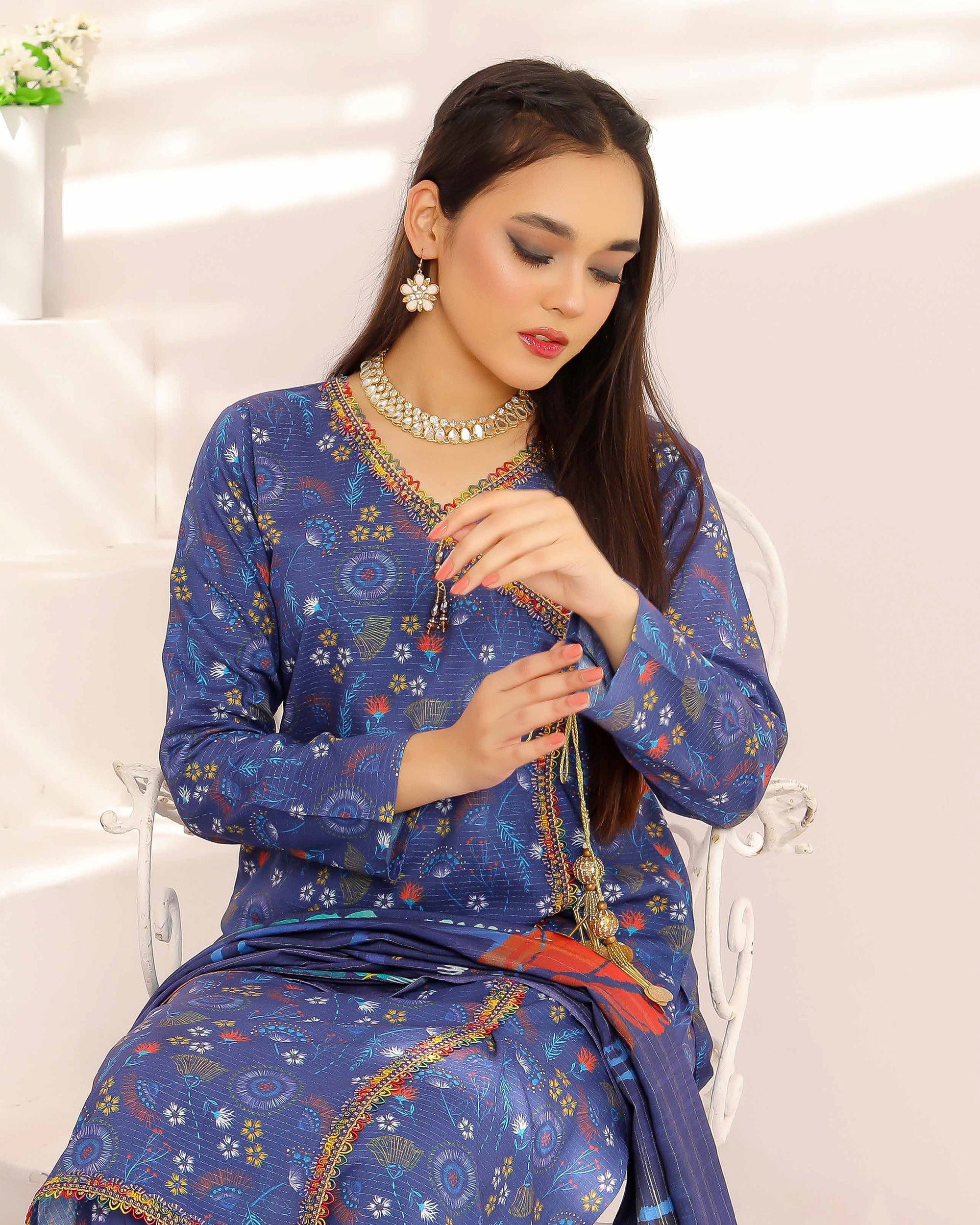 Nyasia By RA-Bin Hameeb Linen Cord's Printed Unstitched 3Pcs Suit - 7, Women, 3Pcs Shalwar Suit, Rana Arts, Chase Value
