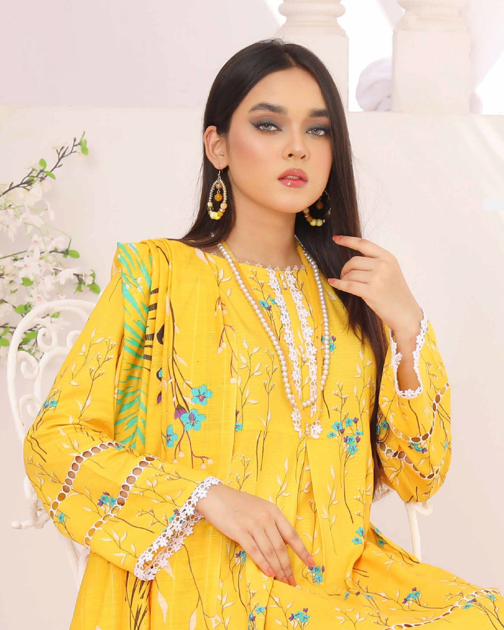 Nyasia By RA-Bin Hameeb Linen Cord's Printed Unstitched 3Pcs Suit - 4, Women, 3Pcs Shalwar Suit, Rana Arts, Chase Value