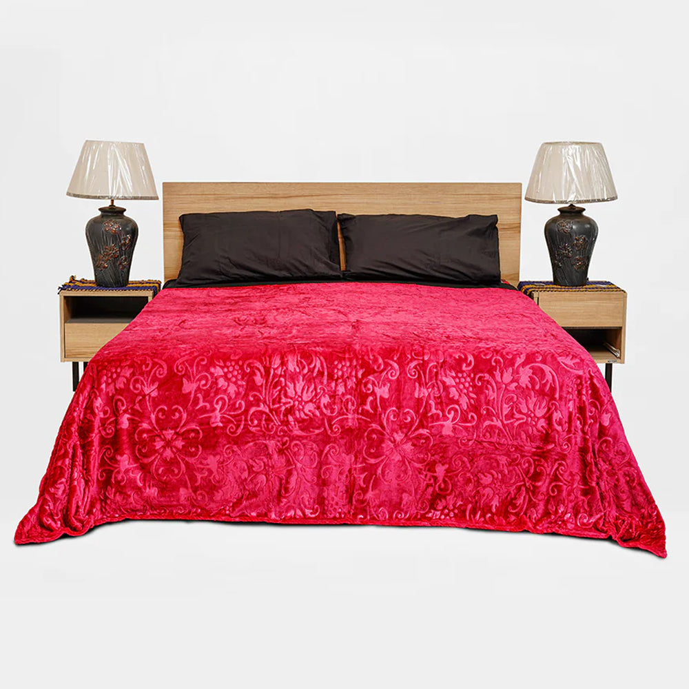 Mansion Solid Flamed Double - Red, Blanket, Chase Value, Chase Value