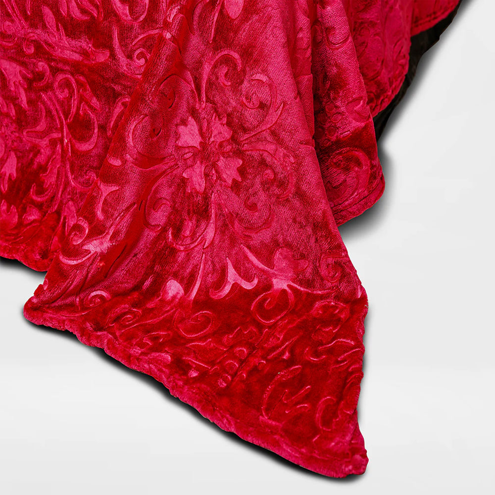 Mansion Solid Flamed Double - Red, Blanket, Chase Value, Chase Value
