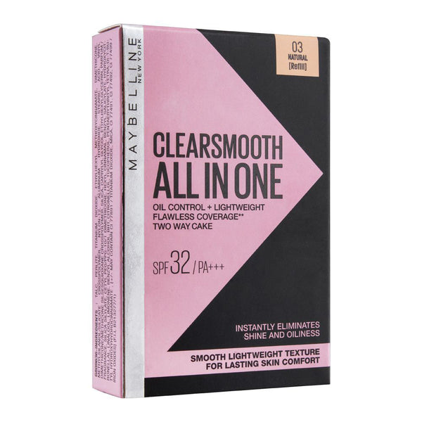 Maybelline New York Clear Smooth All In One Two Way Cake Refill, 03 Natural, Foundation, Maybelline, Chase Value