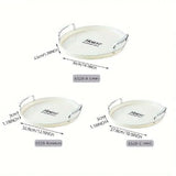 3 Piece Exquisite Round Multi-purpose Tray with Handles - Golden, Tray, Chase Value, Chase Value
