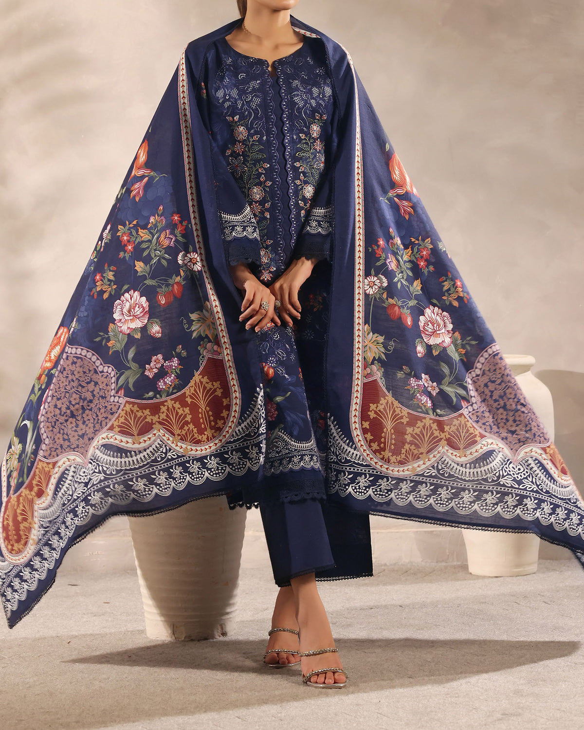 Zarineh Winter Muse Khaddar Printed Embroidered Suit - 3 Pc