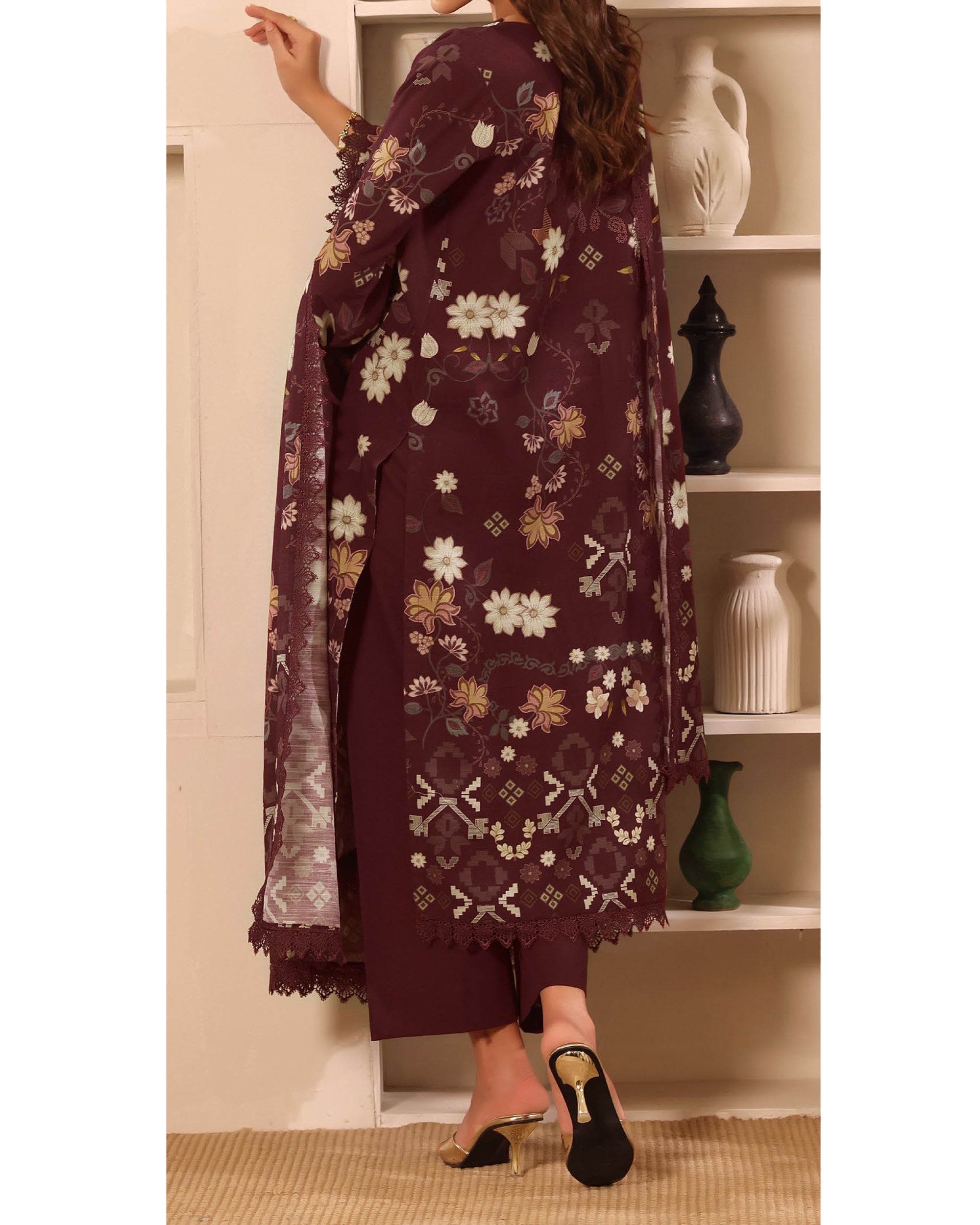 Zarineh Winter Muse Khaddar Printed Embroidered Suit - 3 Pc