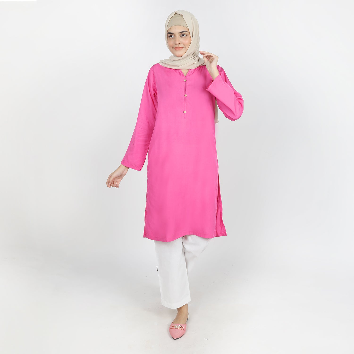 Women's Stitched Kurti - Pink, Women Ready Kurtis, Chase Value, Chase Value