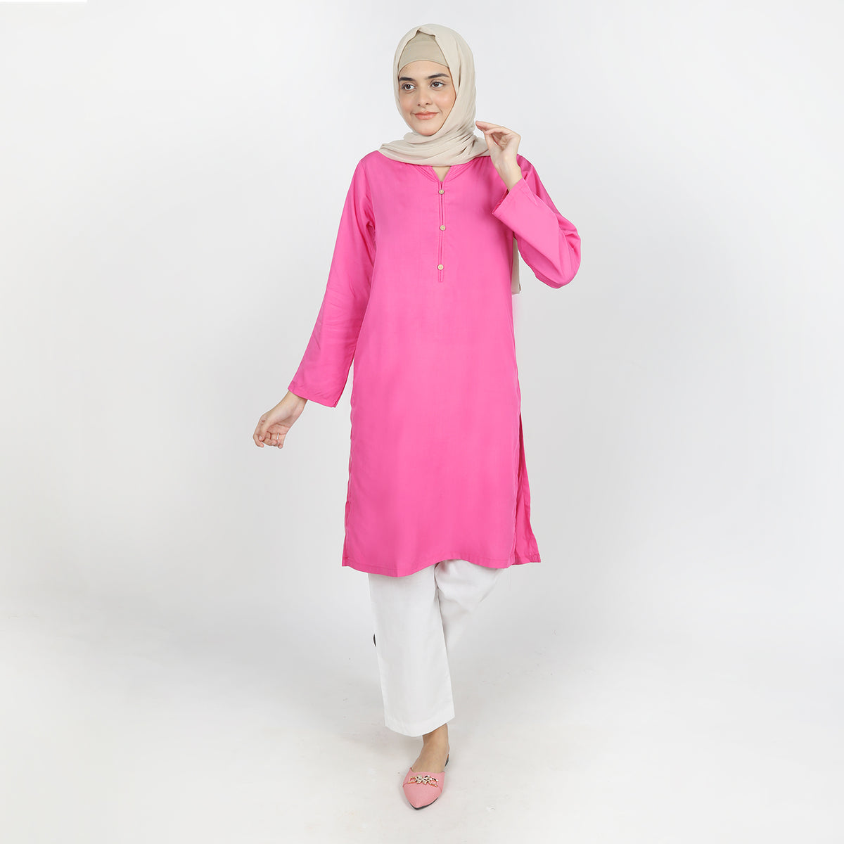 Women's Stitched Kurti - Pink, Women Ready Kurtis, Chase Value, Chase Value