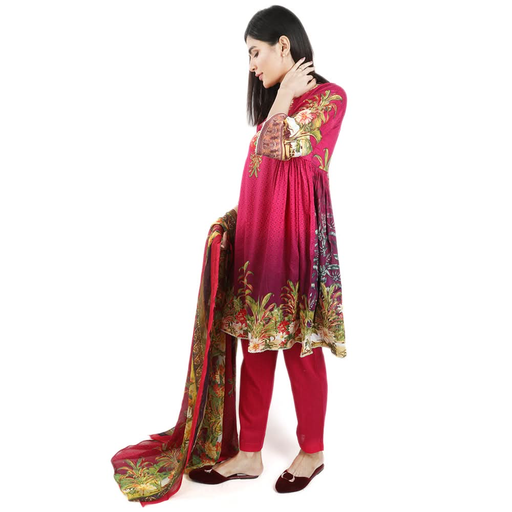 Khadde Printed Lawn 3 Piece Un-Stitched Suit - 002, Women, 3Pcs Shalwar Suit, United Textiles, Chase Value