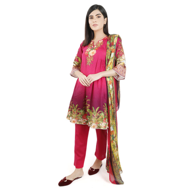 Khadde Printed Lawn 3 Piece Un-Stitched Suit - 002, Women, 3Pcs Shalwar Suit, United Textiles, Chase Value