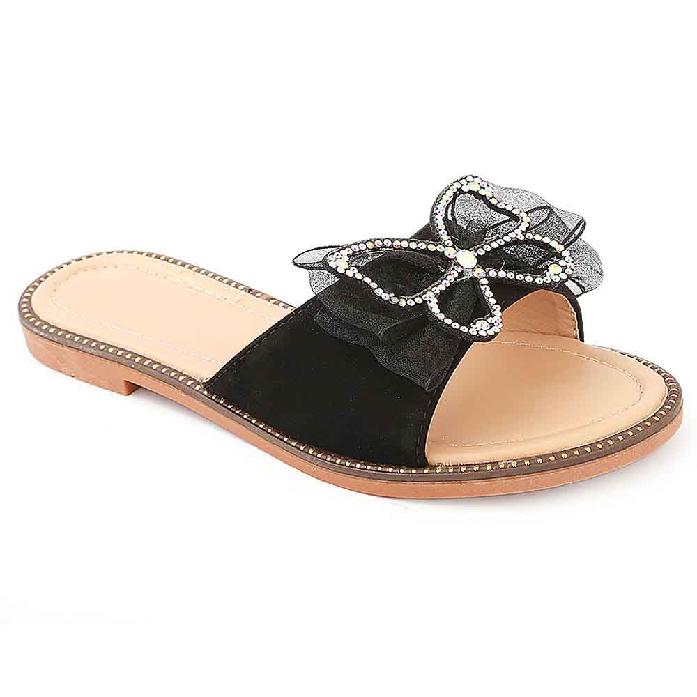 Girls Fancy Slippers 005 - Black, Kids, Girls Slippers, Chase Value, Chase Value