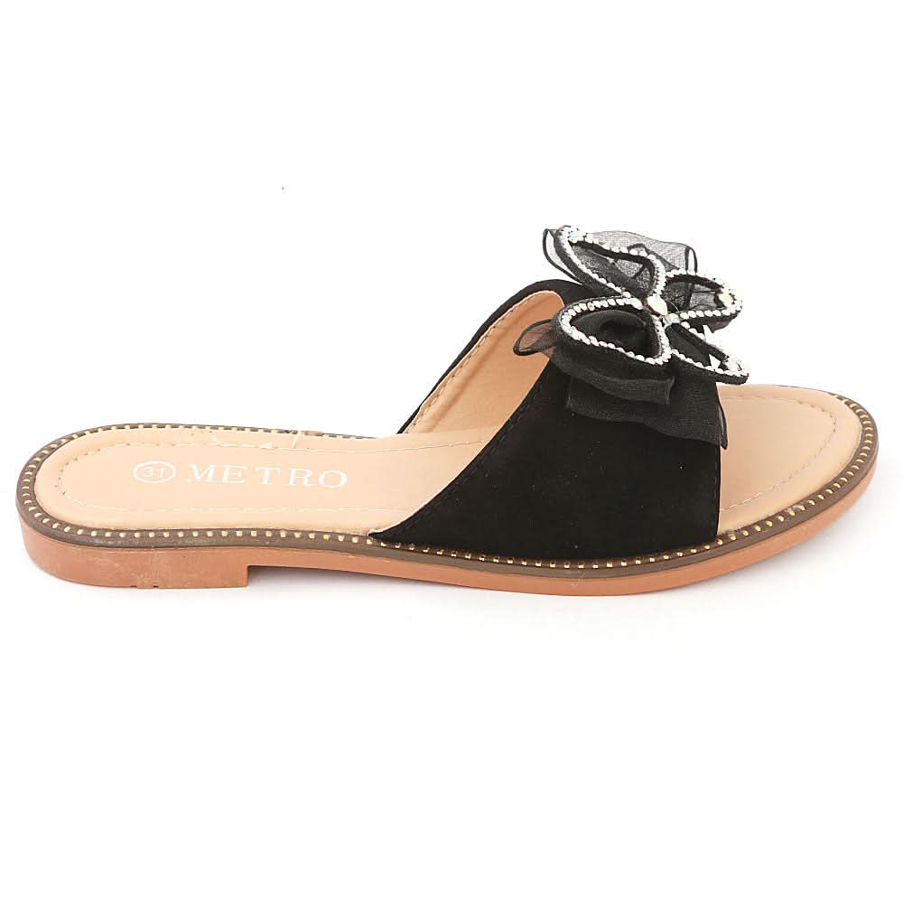 Girls Fancy Slippers 005 - Black, Kids, Girls Slippers, Chase Value, Chase Value