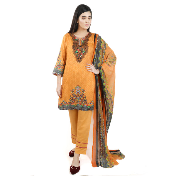 Khadde Printed Lawn 3 Piece Un-Stitched Suit - 005, Women, 3Pcs Shalwar Suit, United Textiles, Chase Value