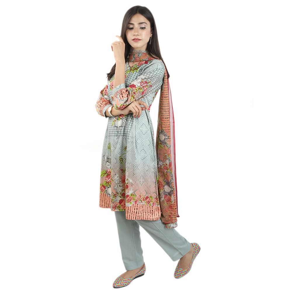 Khadde Printed Lawn 3 Piece Un-Stitched Suit - 009, Women, 3Pcs Shalwar Suit, United Textiles, Chase Value