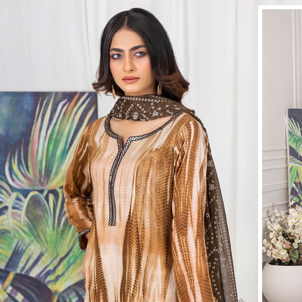 TIE & DYE Printed Cotton 3 Pcs Un-Stitched Suit - 1, Women, 3Pcs Shalwar Suit, ZS Textiles, Chase Value