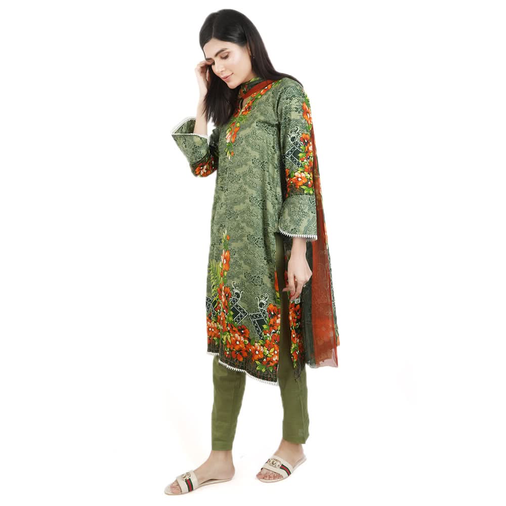 Khadde Printed Lawn 3 Piece Un-Stitched Suit - 010, Women, 3Pcs Shalwar Suit, United Textiles, Chase Value