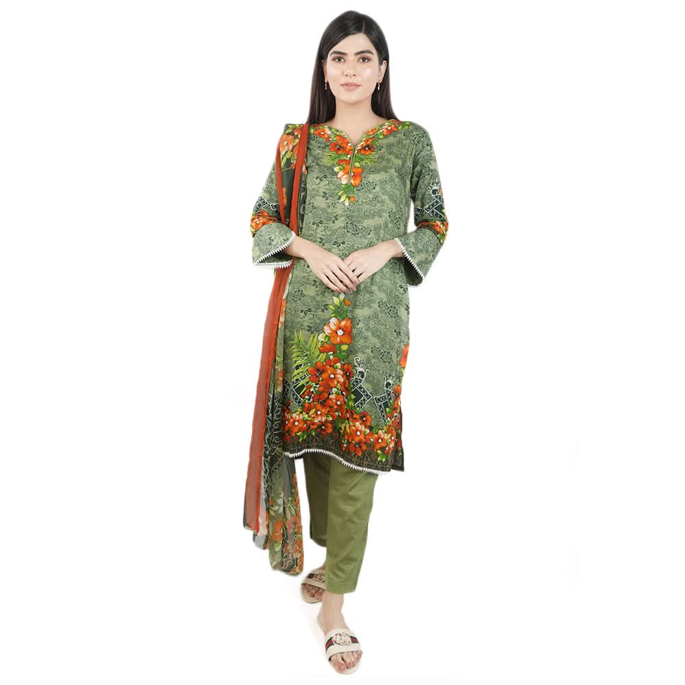 Khadde Printed Lawn 3 Piece Un-Stitched Suit - 010, Women, 3Pcs Shalwar Suit, United Textiles, Chase Value